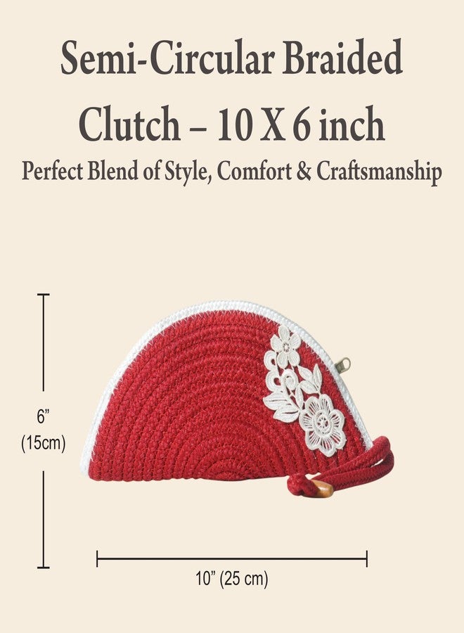 AURKA Women Everyday Use Red Hand Clutch with White Lace Stylish Design W-10 x H-6 Inch Lightweight - Image 2